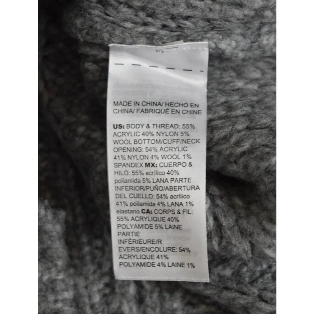 WHITE HOUSE BLACK MARKET EMBELLISHED CABLE KNIT GRAY SWEATER - Picture 9 of 9